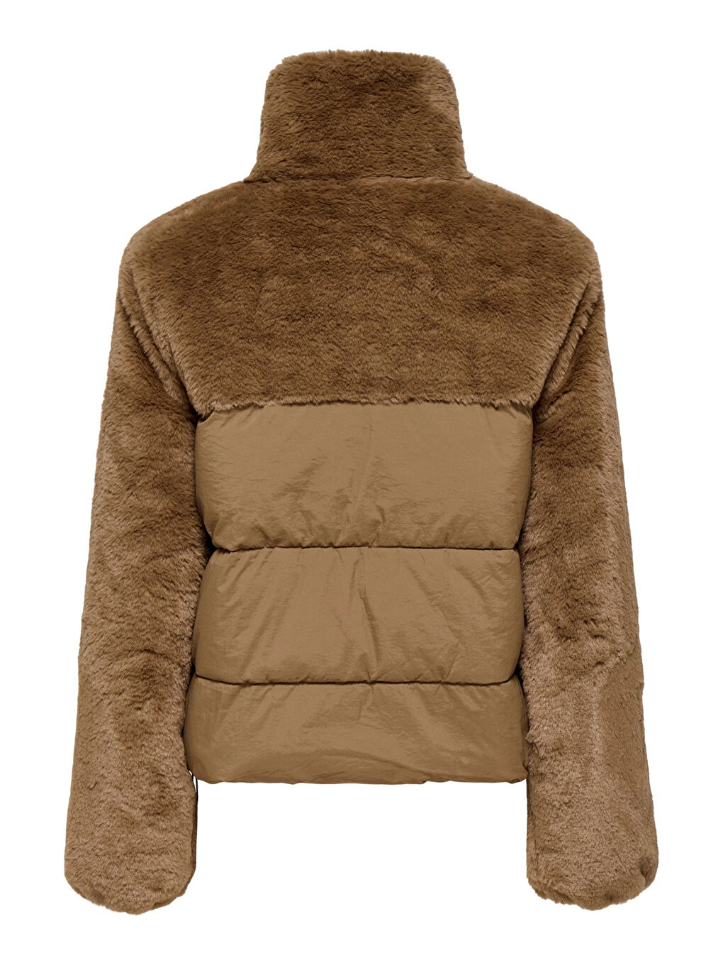 Kahverengi Onlwanja Regular Fit Pelüş Detaylı Şişme Kadın Mont 15292945-3