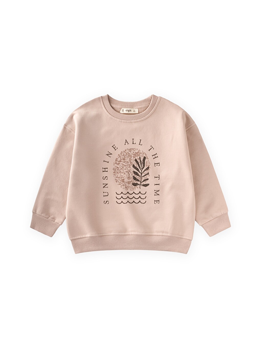 Dağ Baskılı Sweatshirt 3-9 Yaş Bej
