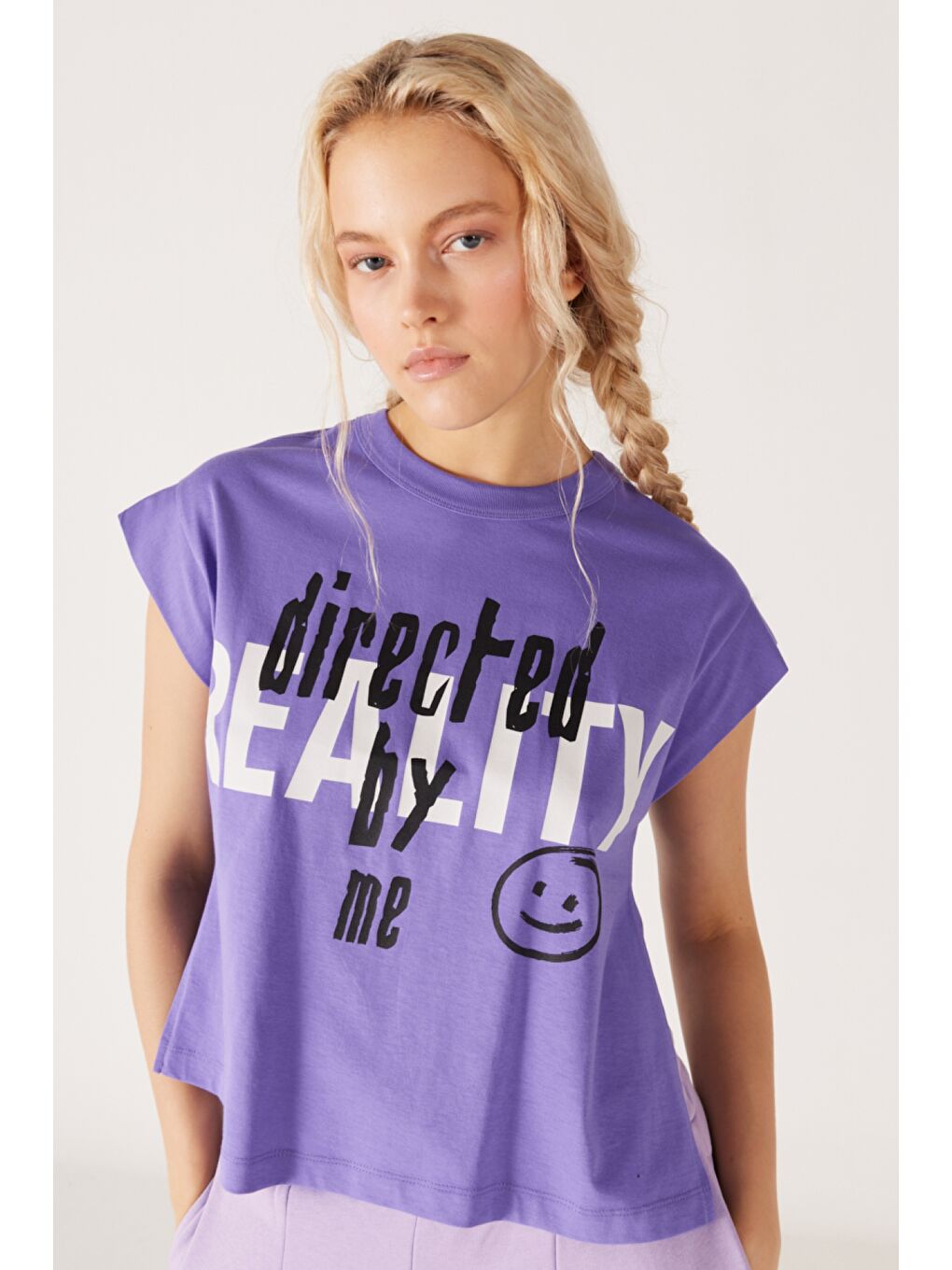 Mor Regular Fit Normal Kesim %100 Pamuk Bisiklet Yaka Lila Tişört