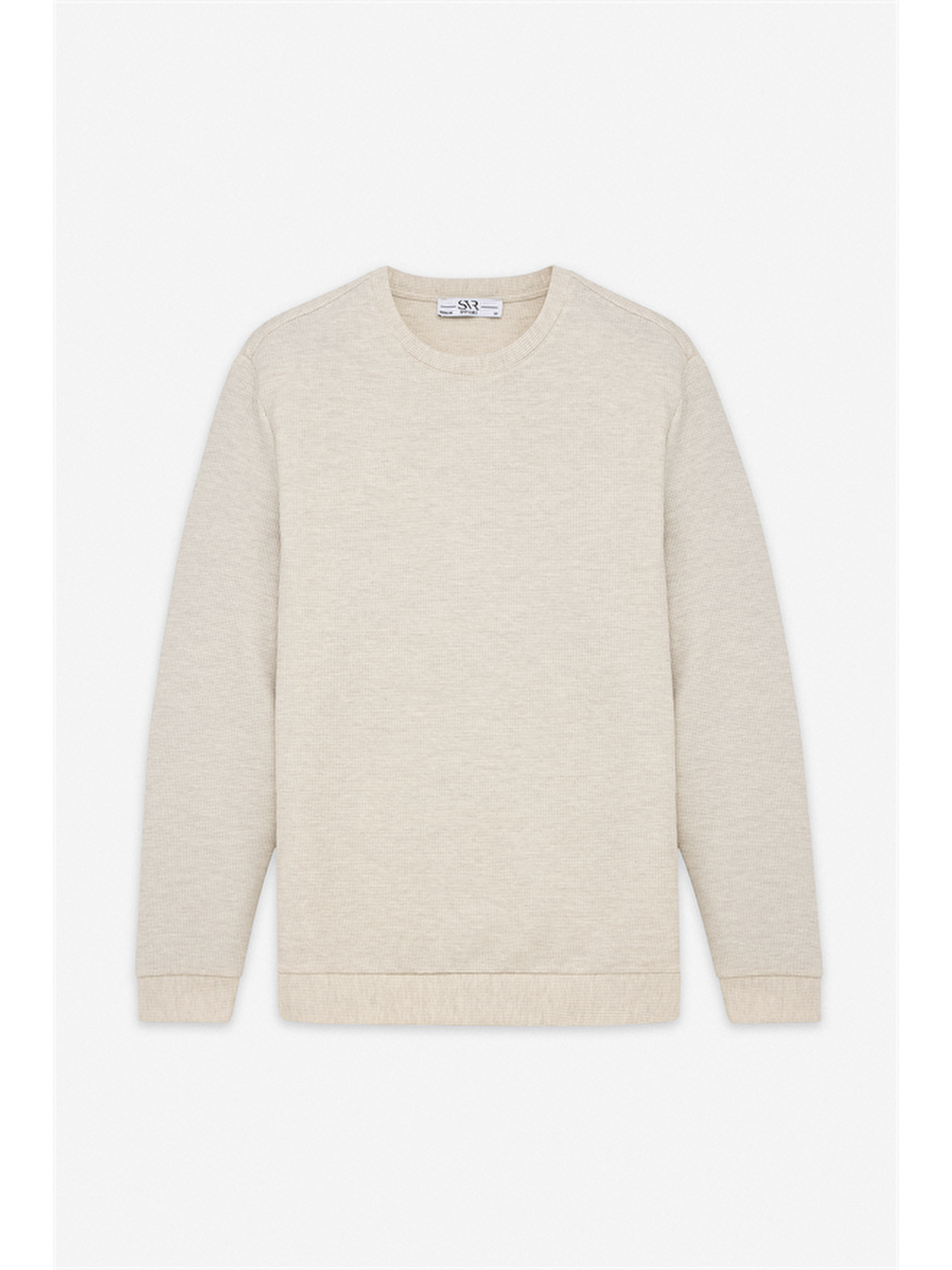 Bej Regular Düz Bisiklet Yaka Sweatshirt-4