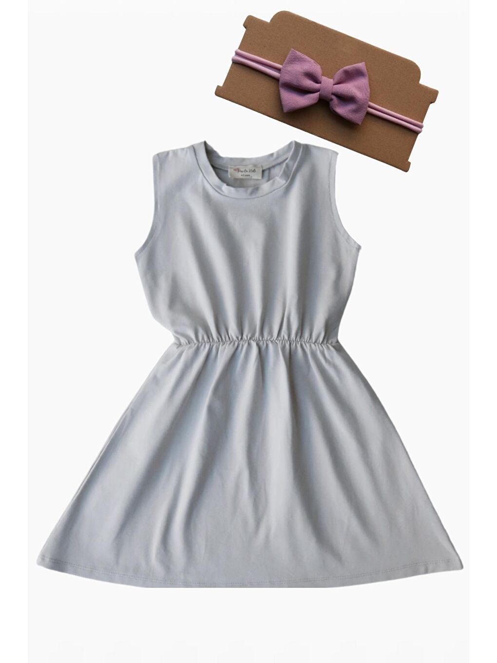 Açık Gri Elbise Lila Bandana Takım-4