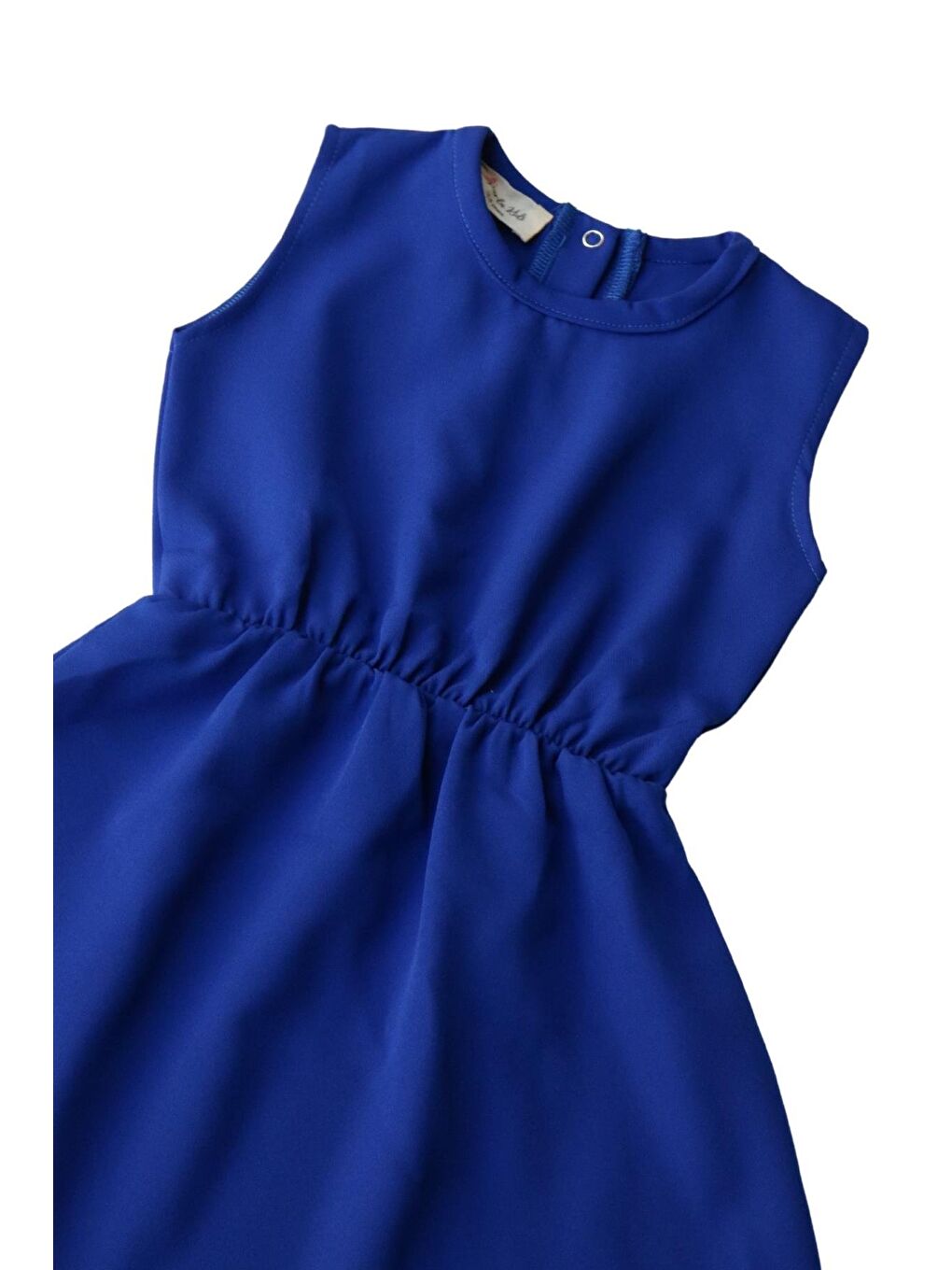 Kız Çocuk Double Kumaş Saks Mavi Elbise-2