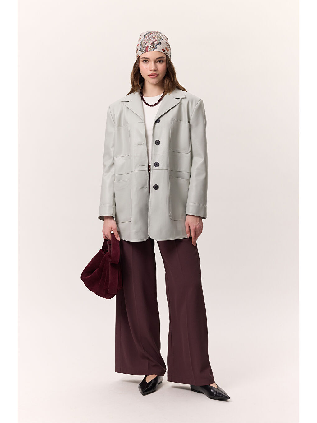 Retro Deri Ceket Mavi-4