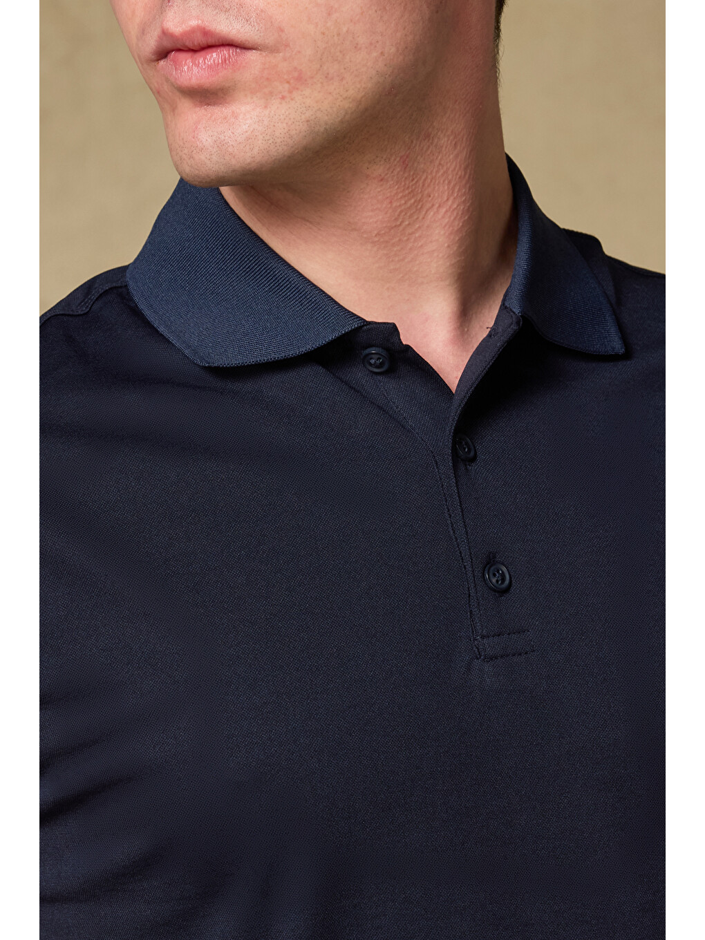 Bivo Merserize Pamuklu Modern Fit Lacivert Polo Yaka Erkek Düz Polo Shirt-2
