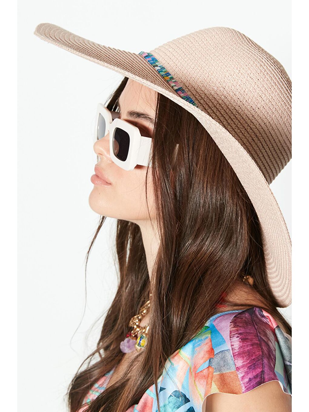 Pembe Hasır Plaj Şapkası Y23730-05 Pudra-1