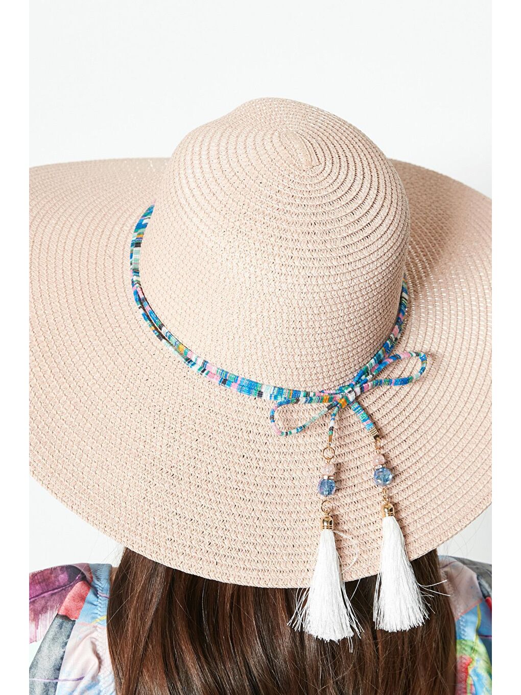 Pembe Hasır Plaj Şapkası Y23730-05 Pudra-2