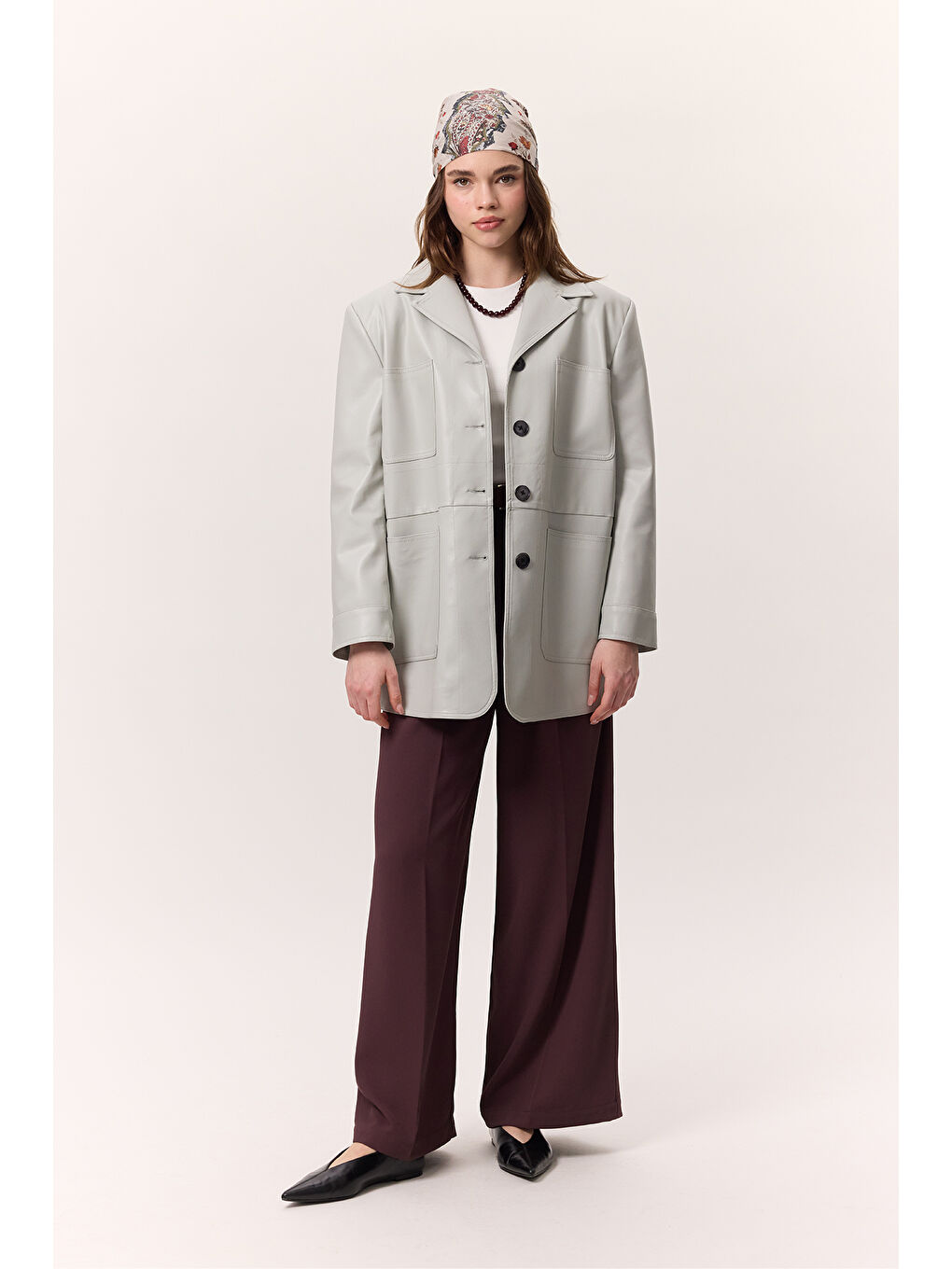 Retro Deri Ceket Mavi-5