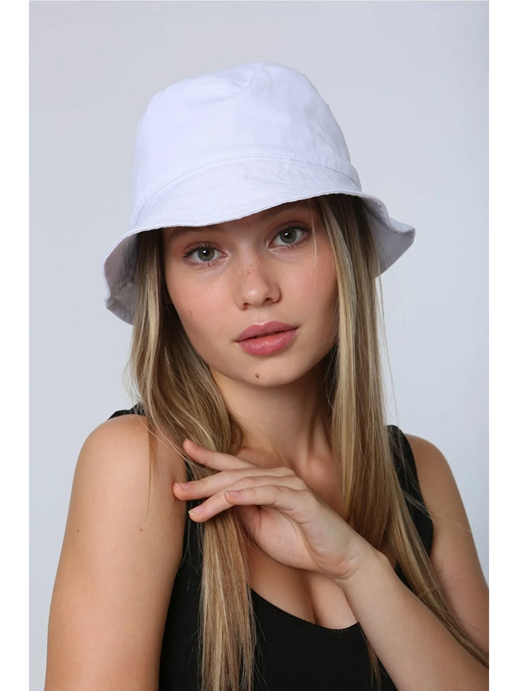 Kadın Beyaz Bucket Şapka Spk09-1