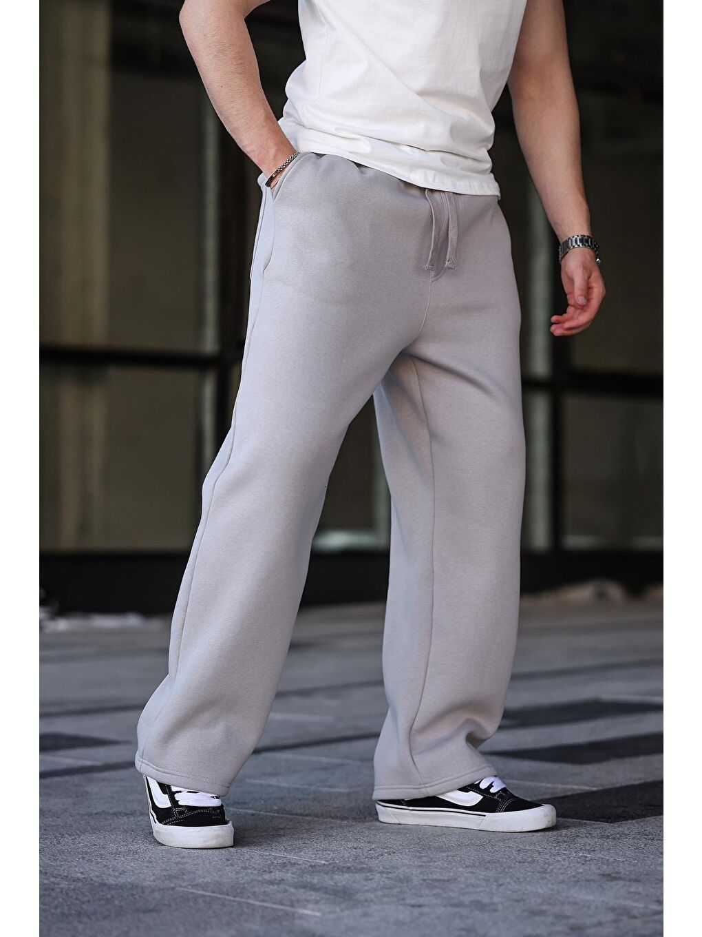 Boyalı Gri Rahat Kesim Erkek Eşofman Altı E6578