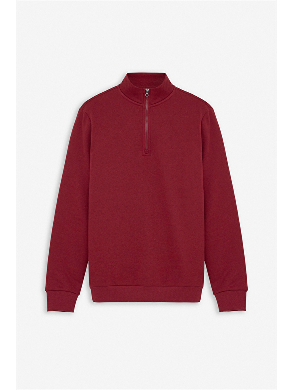 Koyu Bordo Regular Düz Yarım Balıkçı Yaka Sweatshirt-10