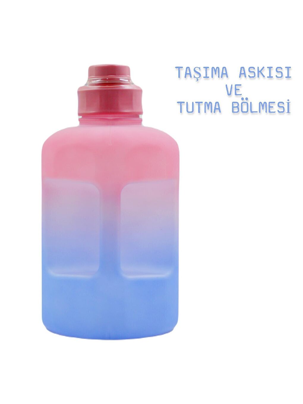 BottleBoss Damacana Motivasyon Matarası Çevir Aç Sızdırmaz Kapak Tasarımlı 2 Litre Pembe - 1