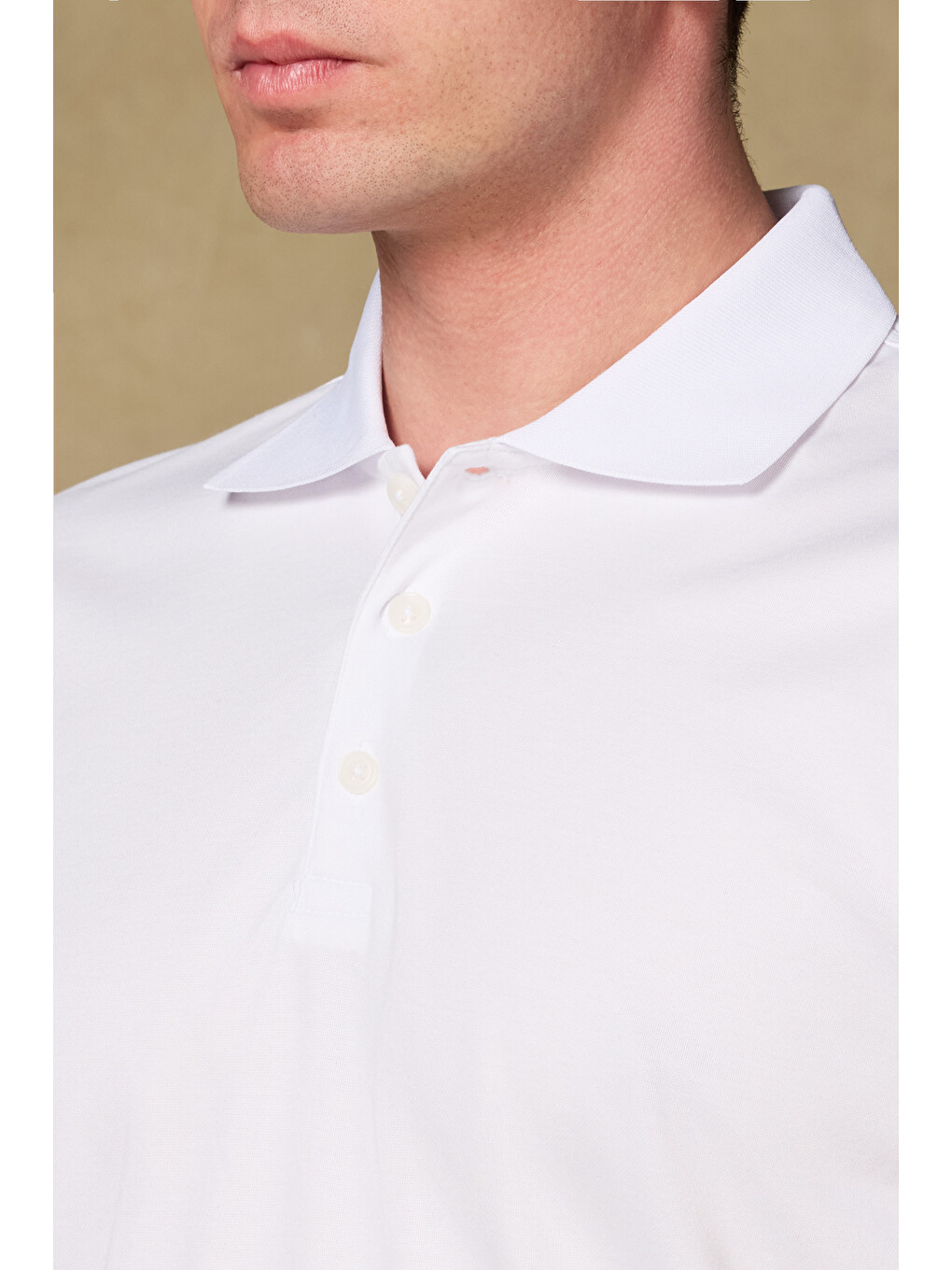 Bivo Merserize Pamuklu Modern Fit Beyaz Polo Yaka Erkek Düz Polo Shirt-2