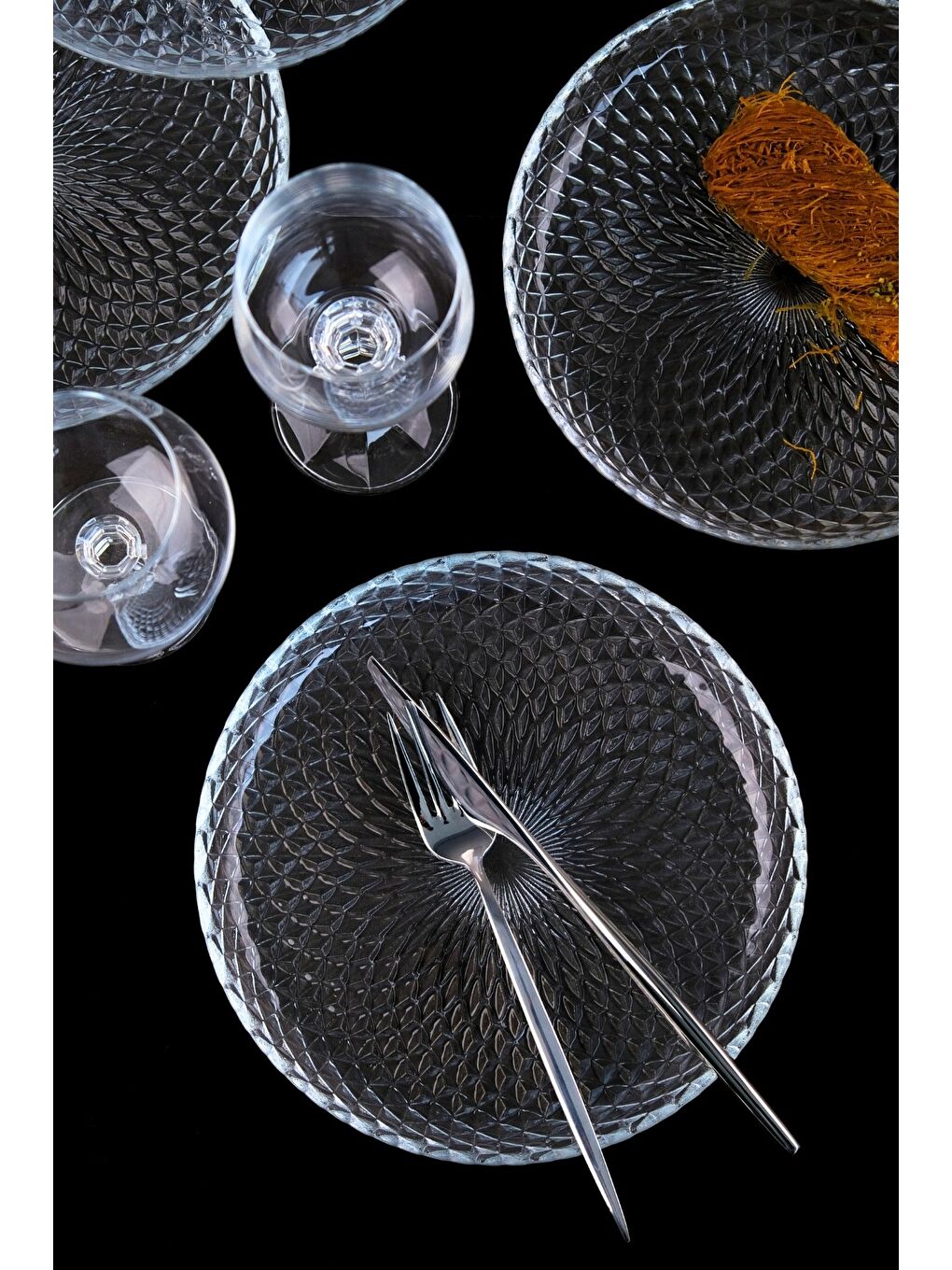 TABAK EVİ Renksiz Aden Cam Pasta Tabağı 19cm Sade 6 lı 2339 - 3