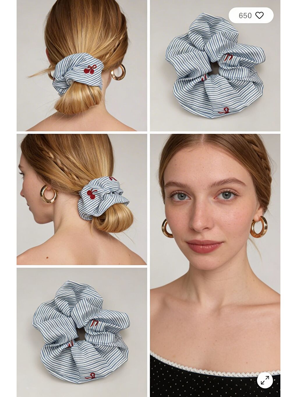 Kareli Kiraz Figürlü Mavi Lastik Toka-1