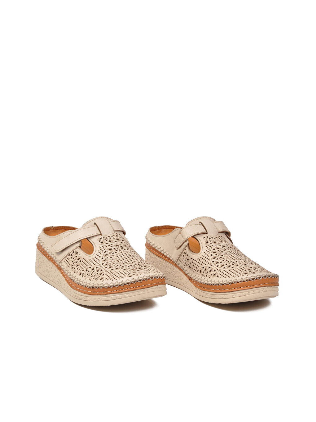 Bej Hakiki Deri Kadın Önü Kapalı Terlik 26190250Y Z-2