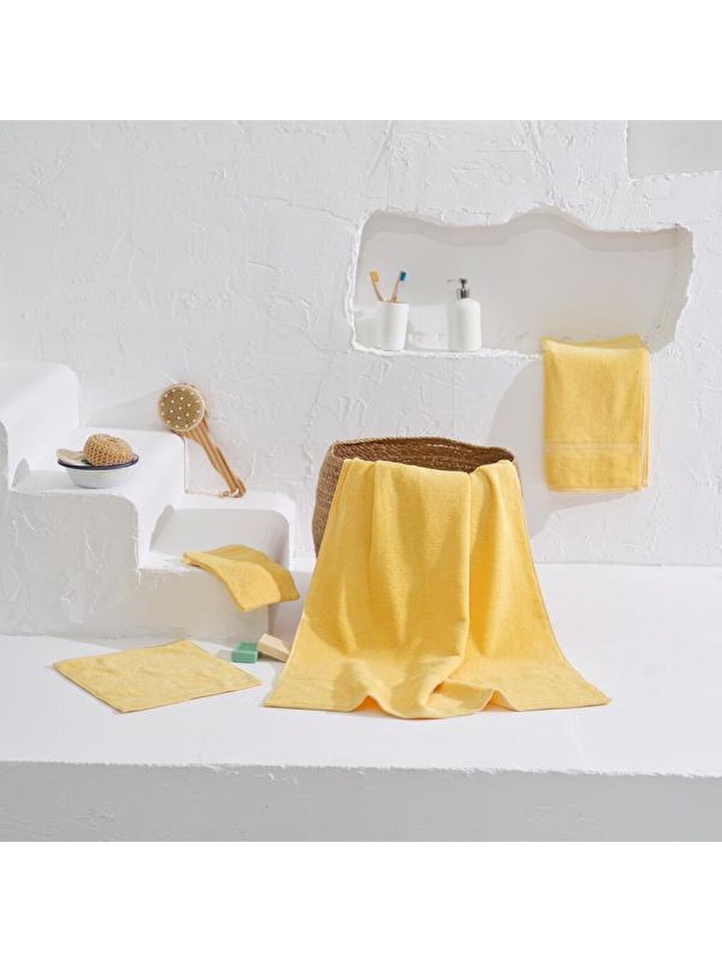 Organik Pamuk Banyo Havlusu - Sarı - 70x130 cm-2