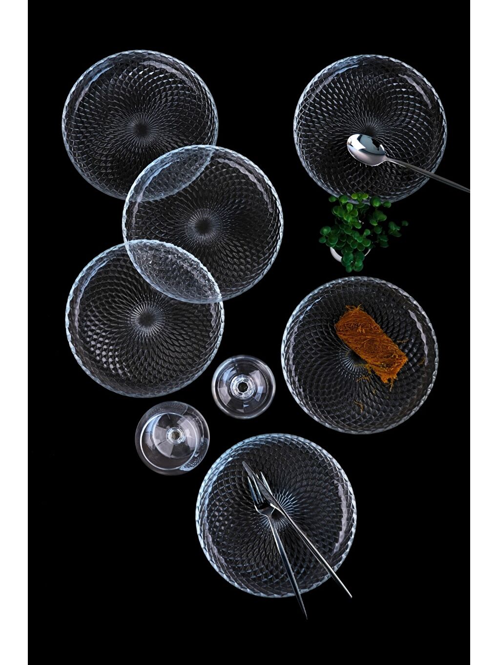 TABAK EVİ Renksiz Aden Cam Pasta Tabağı 19cm Sade 6 lı 2339 - 7