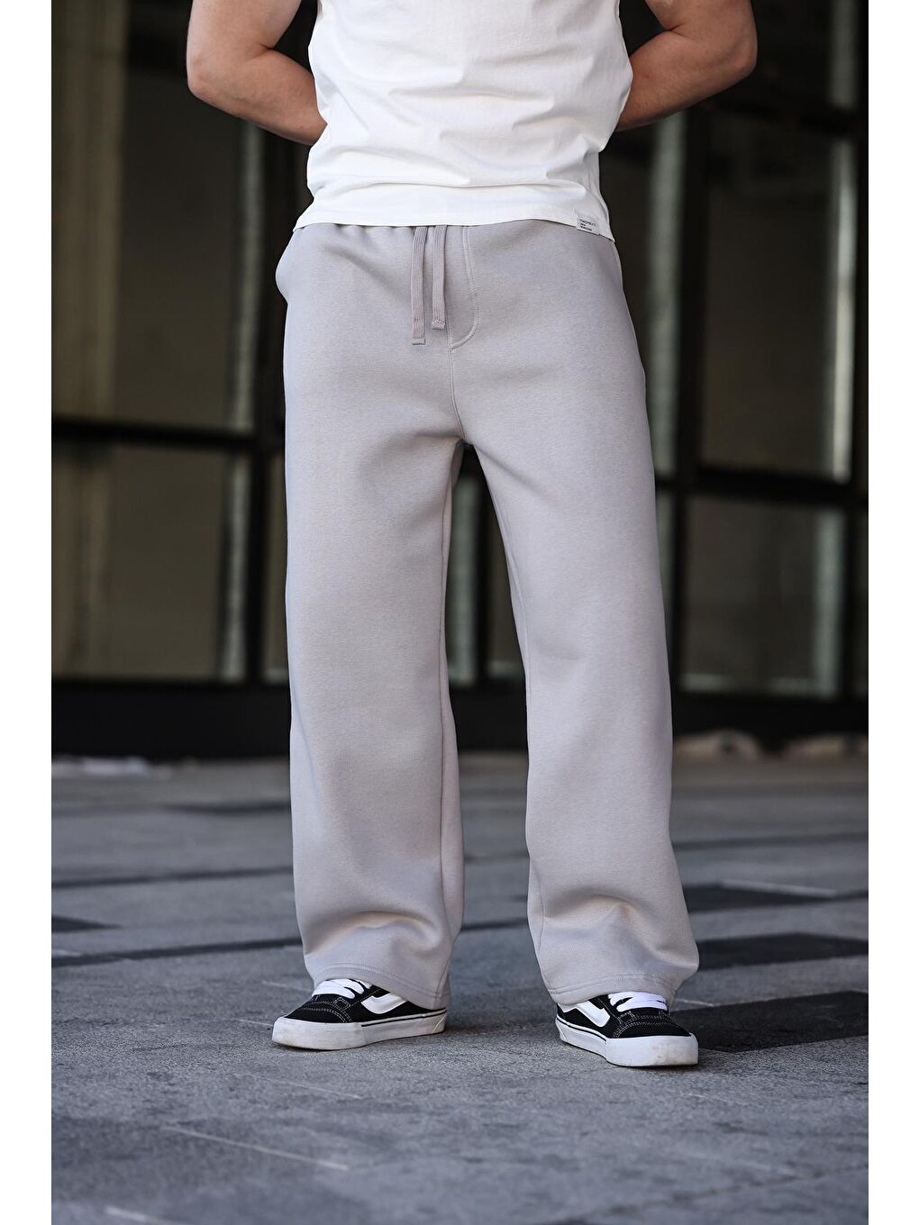 Boyalı Gri Rahat Kesim Erkek Eşofman Altı E6578-5