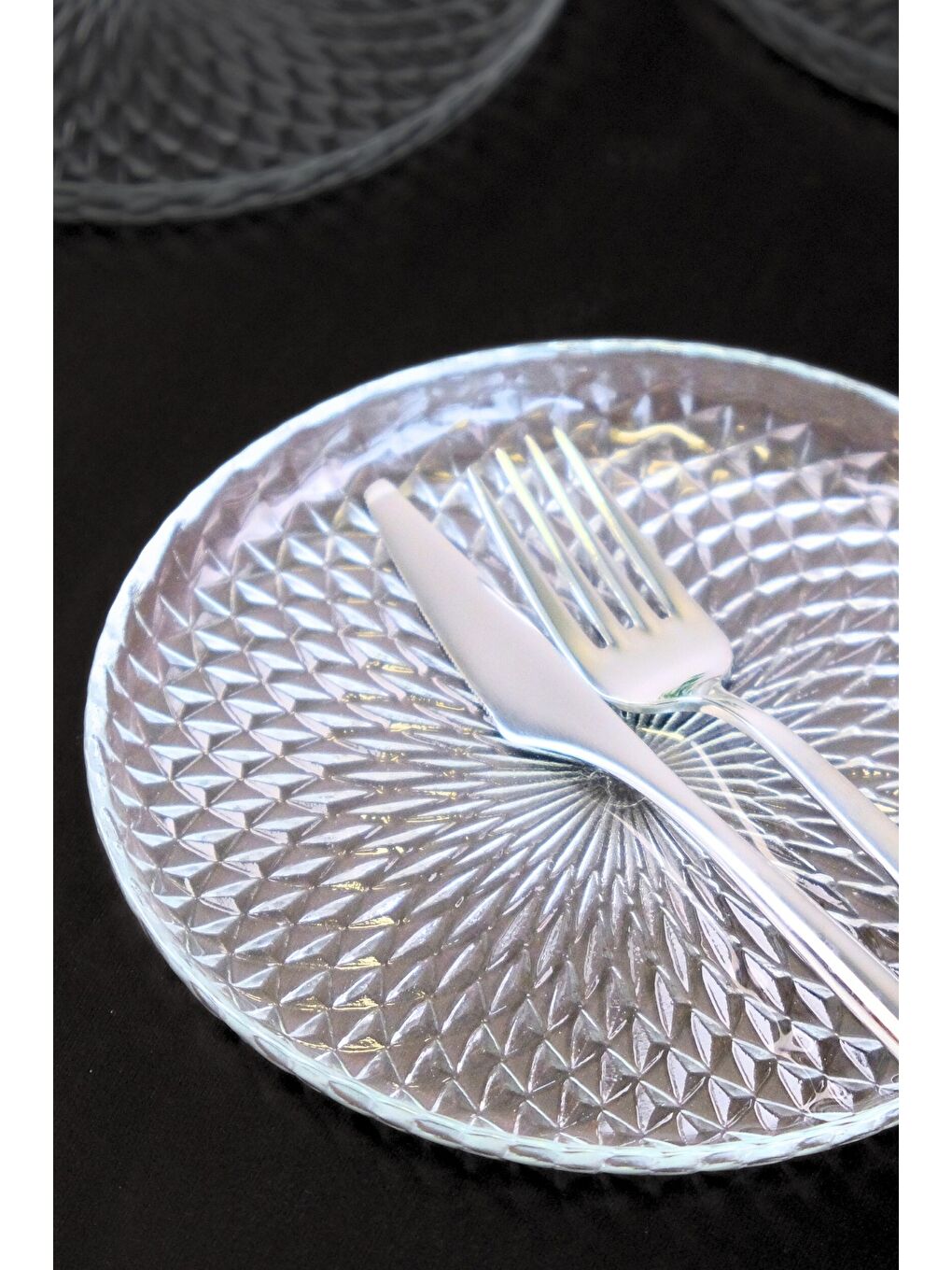 Renksiz Aden Sensu Cam Pasta Tabağı 16cm Sade 6 lı 2492-1