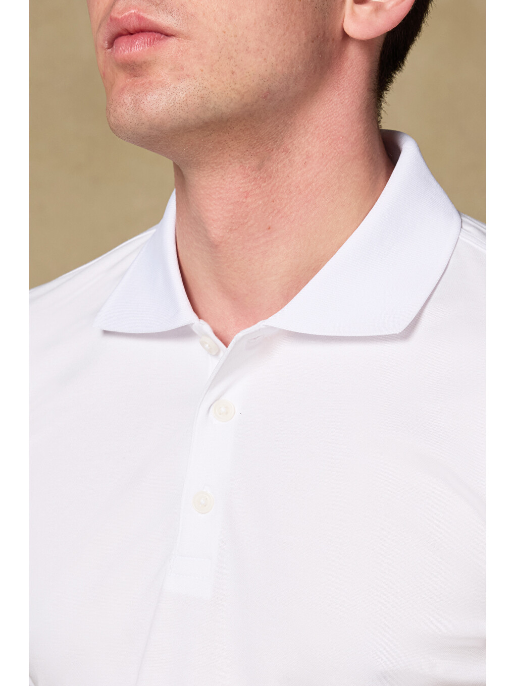 Bivo Merserize Pamuklu Modern Fit Beyaz Polo Yaka Erkek Düz Polo Shirt-2