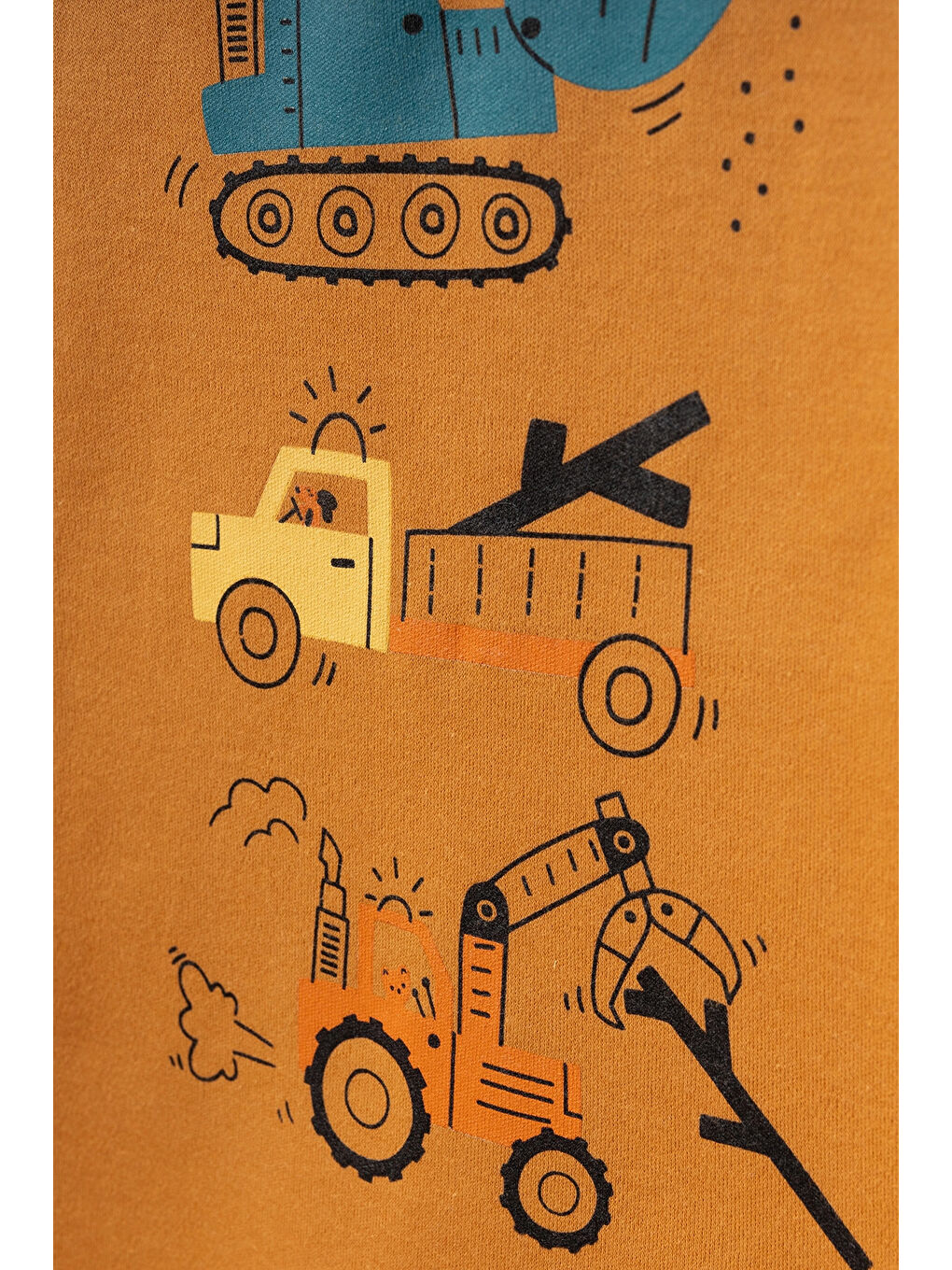 Turuncu İş Makinası Baskılı Erkek Bebek Pijama Takımı 74171-1