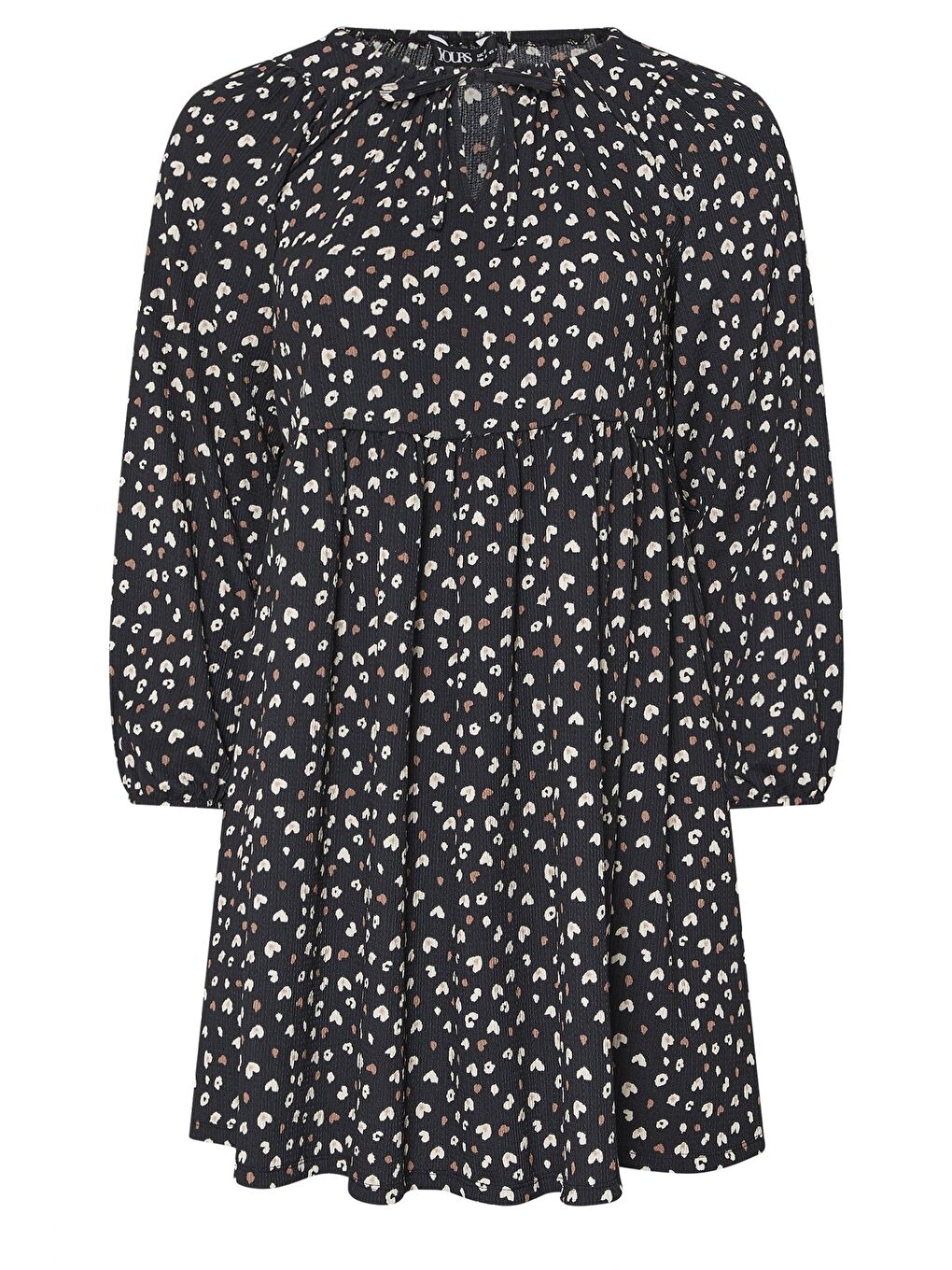 Siyah Büyük Beden V Yaka Uzun Kollu Bürümcük Kumaş Mini Elbise 303940-5