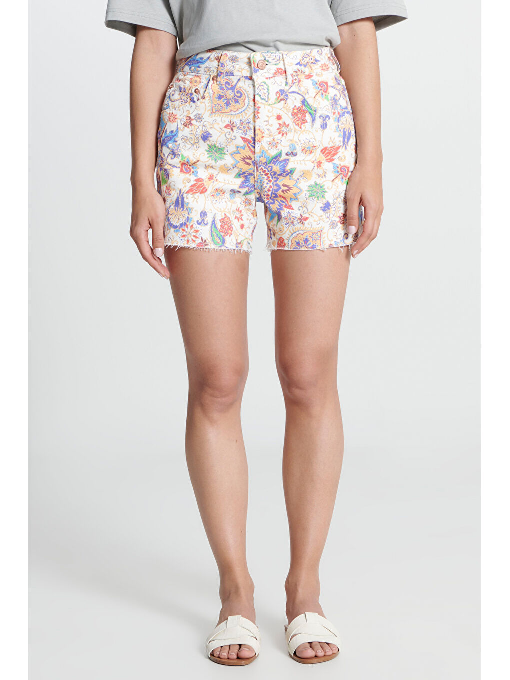 Karışık Regular Fit Normal Kesim Normal Bel Açık Mavi Esnek Jean Jean Şort-3