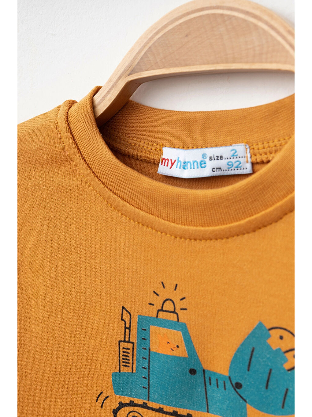 Turuncu İş Makinası Baskılı Erkek Bebek Pijama Takımı 74171-2