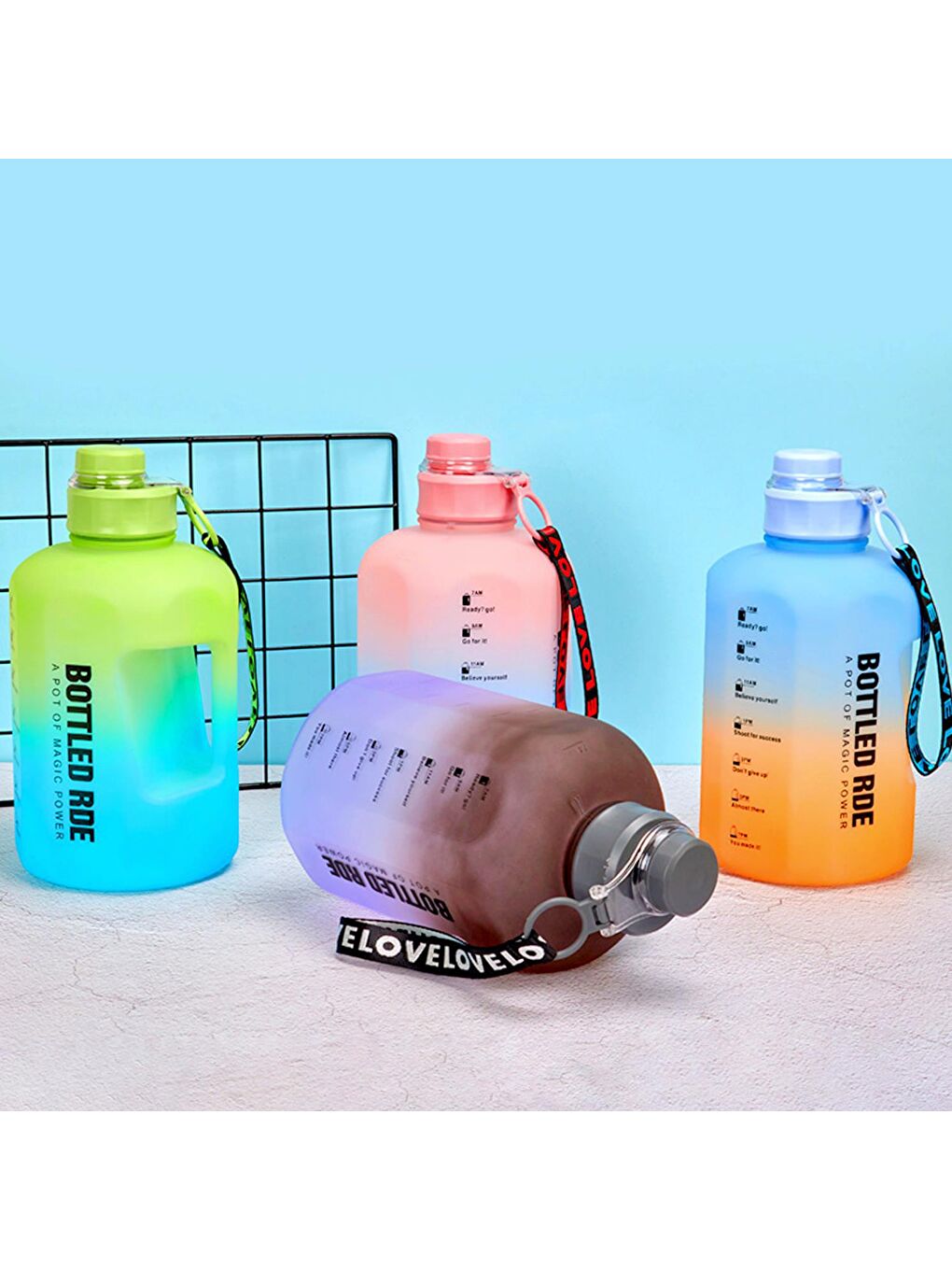 BottleBoss Damacana Motivasyon Matarası Çevir Aç Sızdırmaz Kapak Tasarımlı 2 Litre Pembe - 5