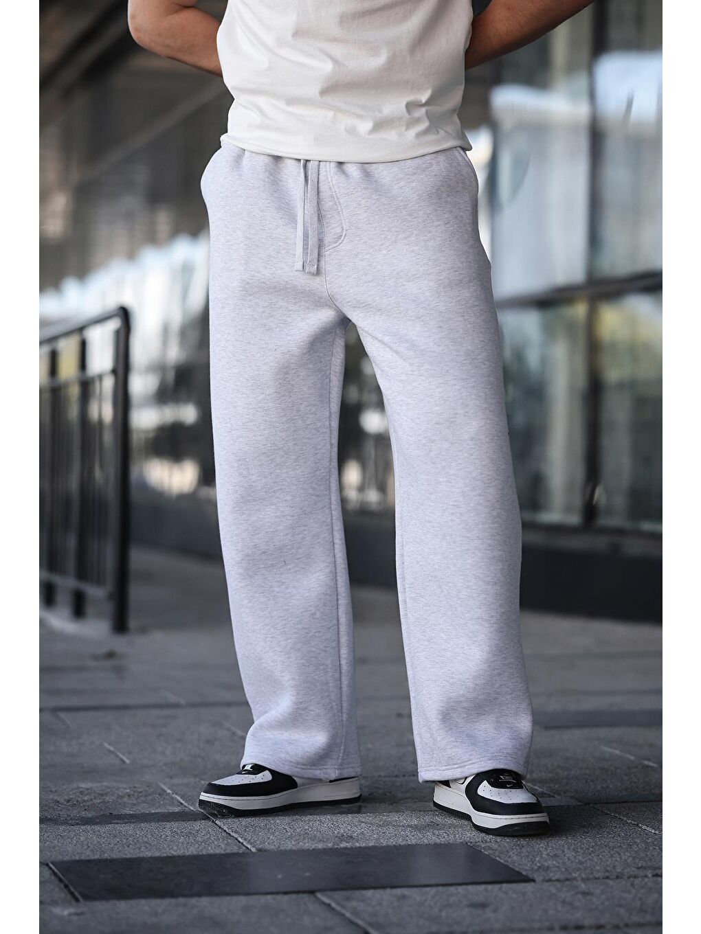 Beyaz Karmelanj Rahat Kesim Erkek Eşofman Altı E6578-2