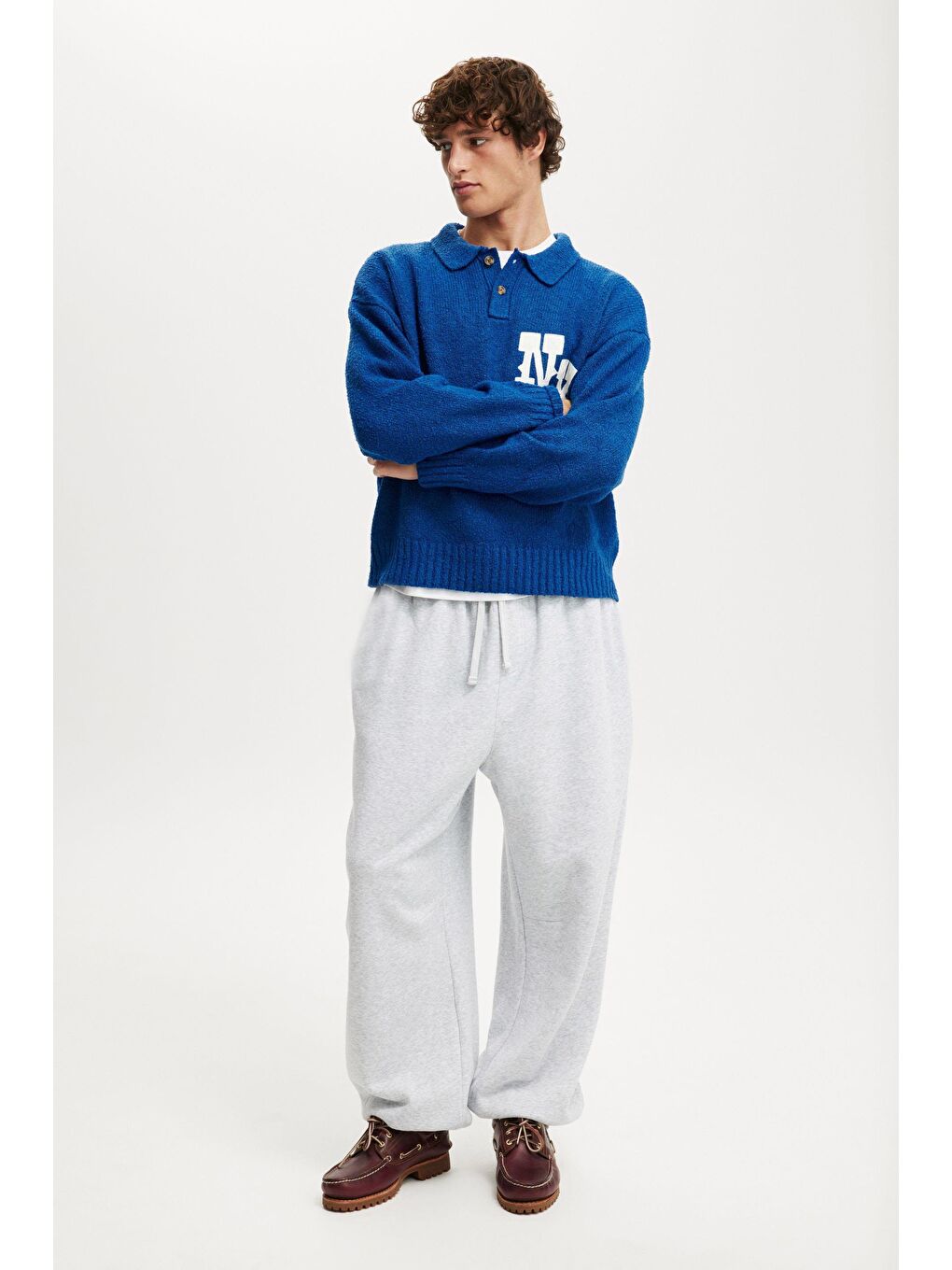 Beyaz Karmelanj Rahat Kesim Erkek Eşofman Altı E6578-3