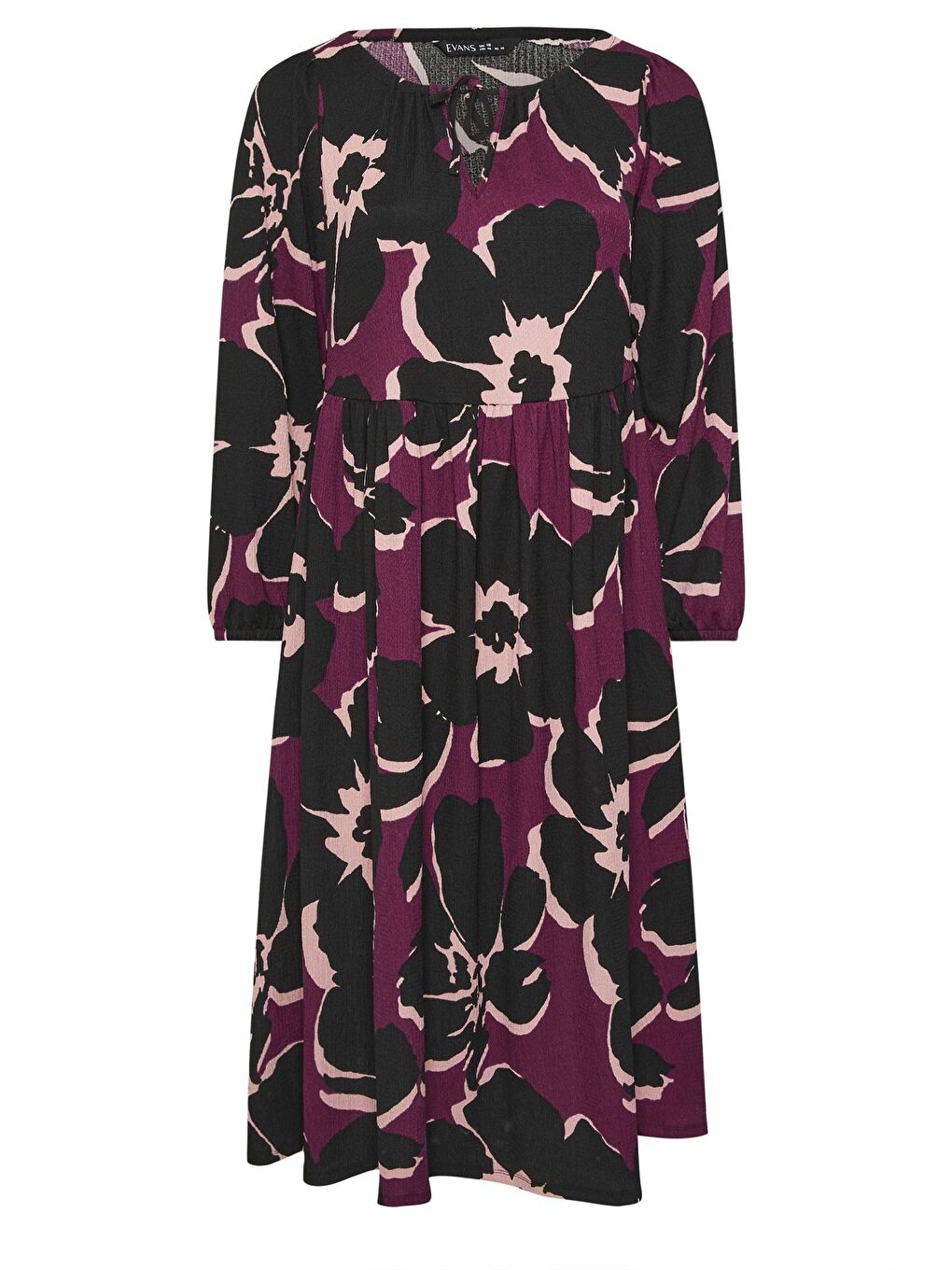 Mor Büyük Beden V Yaka Uzun Kollu Bürümcük Kumaş Maxi Elbise 616397-5