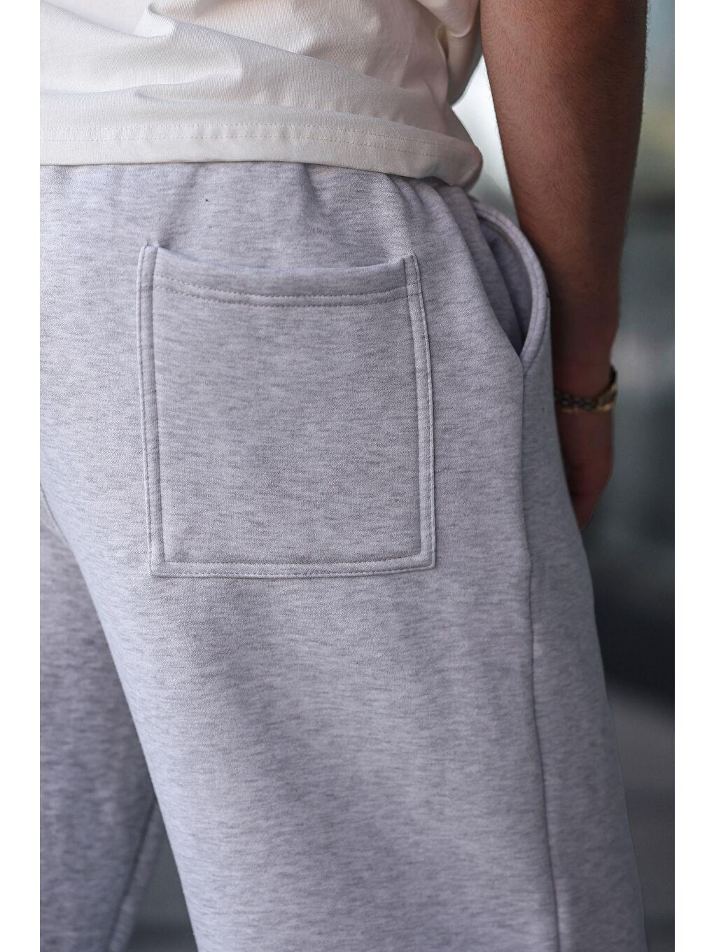 Beyaz Karmelanj Rahat Kesim Erkek Eşofman Altı E6578-5