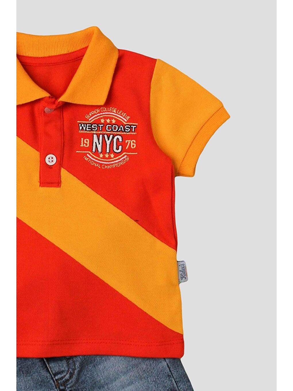 Turuncu Erkek bebek pamuklu polo takım pantolon üst ikili takım-2