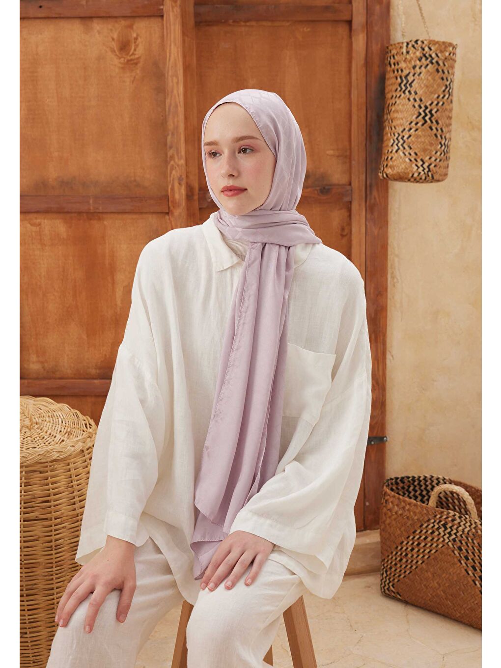 Dıamond Jakarlı Şal Lila-1