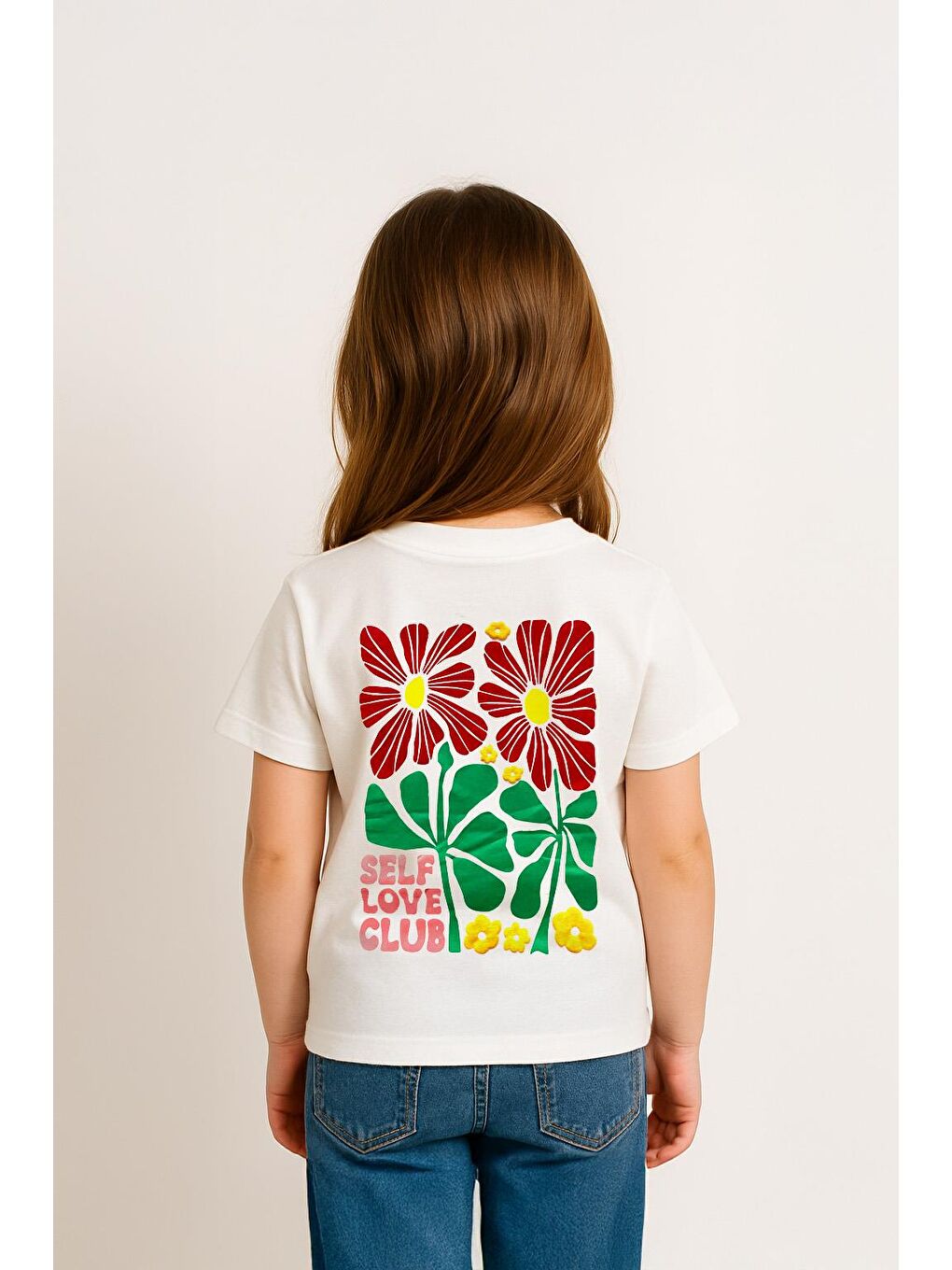 Beyaz Kız Çocuk %100 Pamuklu Kabartma Baskılı Tişört (3-4 Yaş 8-9 Yaş)-1
