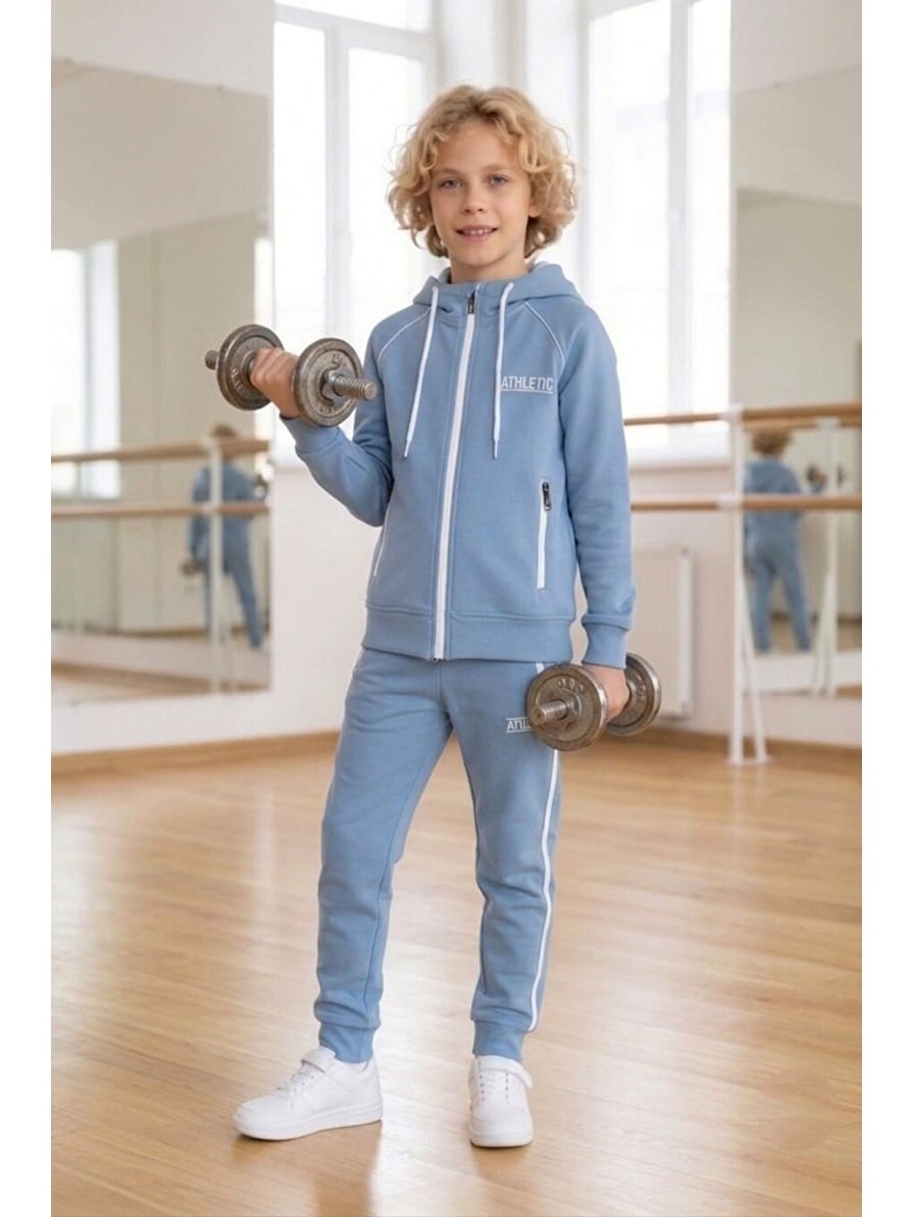 İndigo Erkek Çocuk Scuba Atheletic Reglan Kol Kapüşonlu Dalgıç Kumaş Eşofman Takımı Esf7028-3