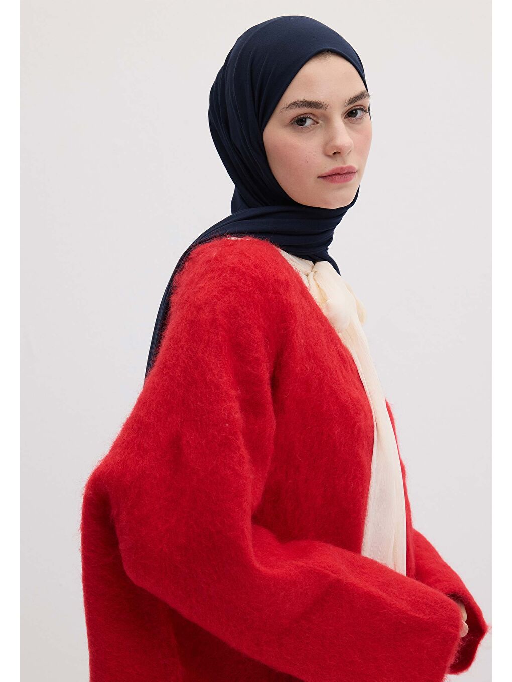 Bambu Penye Şal Lacivert-1