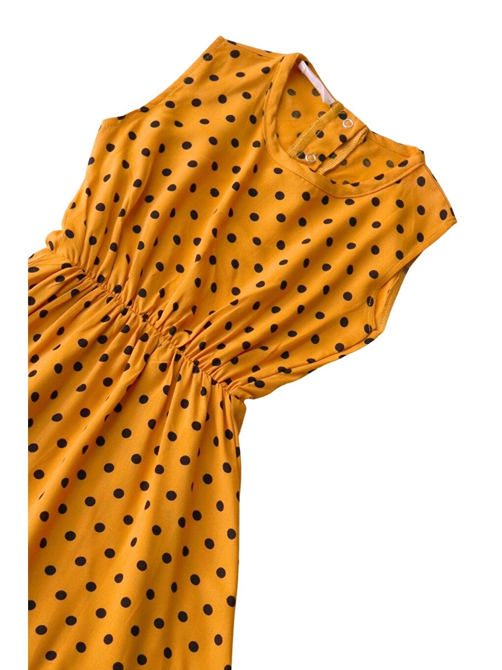 Sarı Kız Çocuk Puanlı Hardal Elbise Siyah Dantel Toka Takım-4