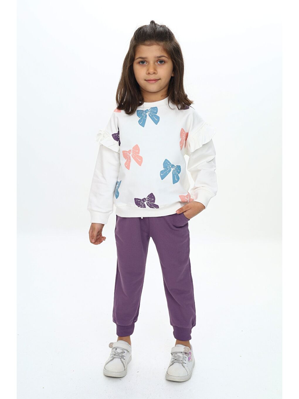 Mor Kız Çocuk Baskılı Eşofman Takım