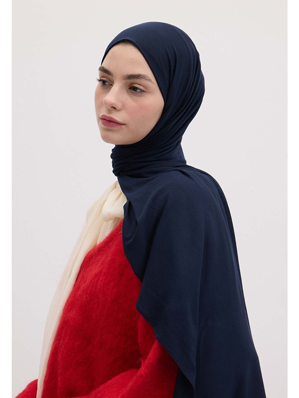 Bambu Penye Şal Lacivert-3