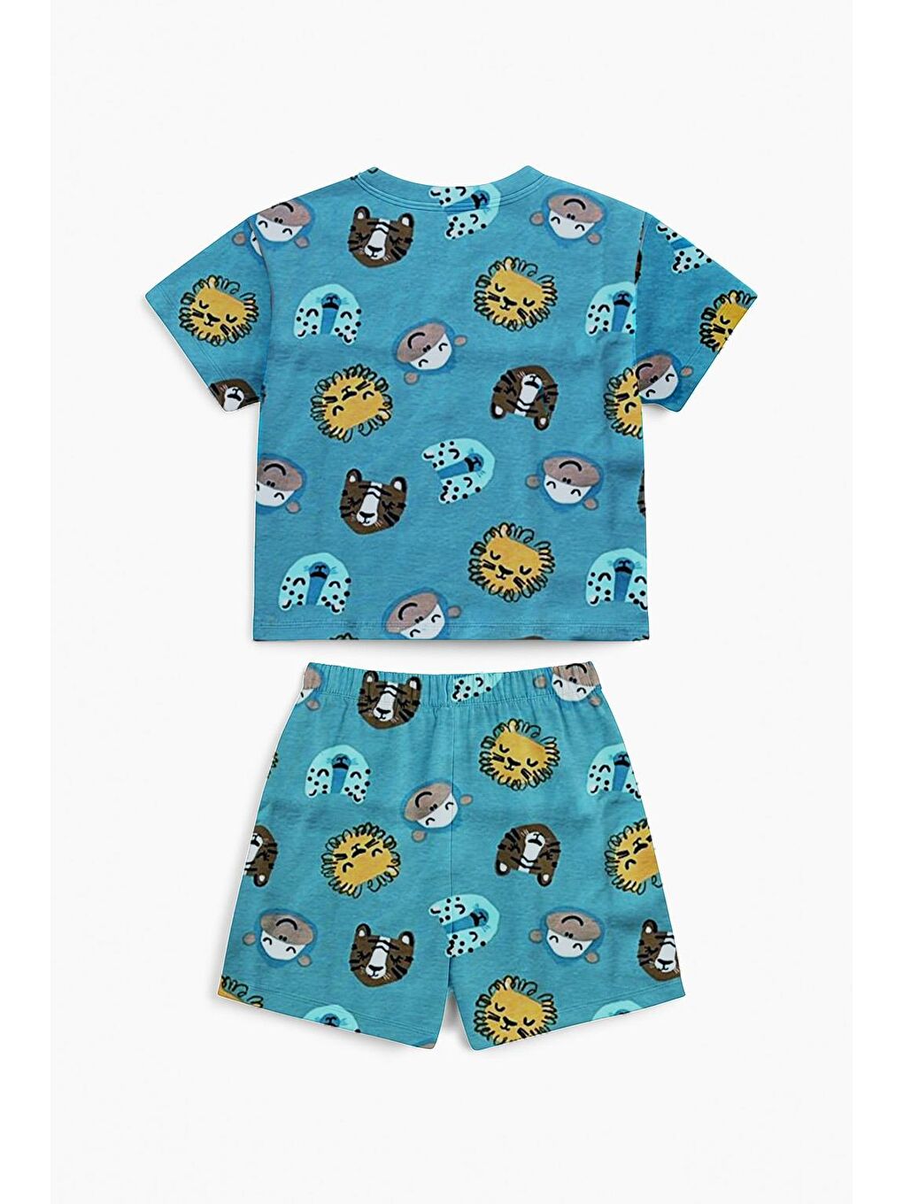 Yeşil Erkek Çocuk %100 Pamuk Kaplan Metrajlı Şortlu Takım (3-4 Yaş 8-9 Yaş)-1