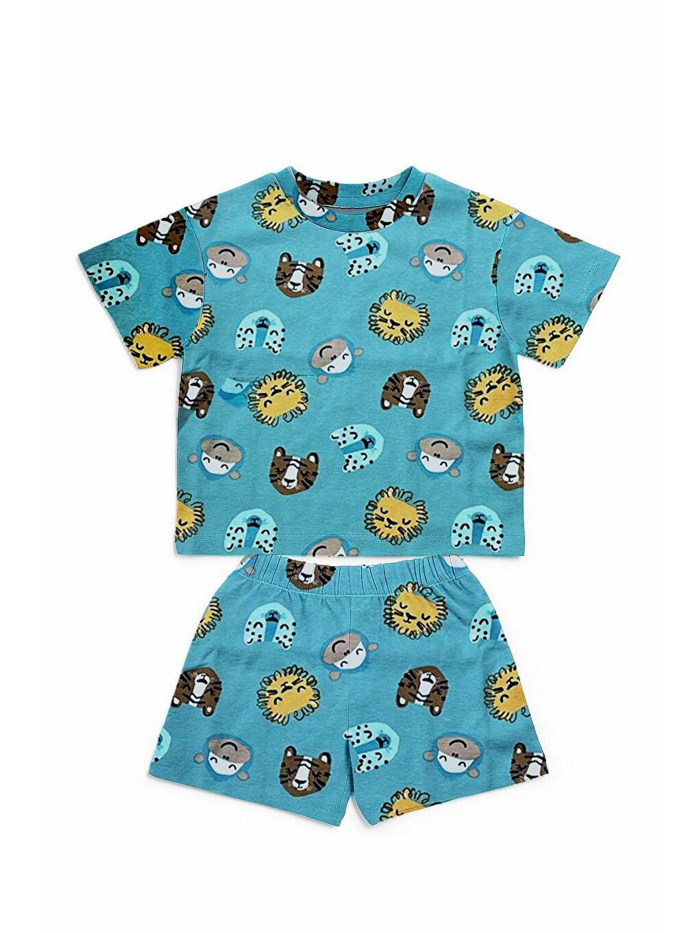 Yeşil Erkek Çocuk %100 Pamuk Kaplan Metrajlı Şortlu Takım (3-4 Yaş 8-9 Yaş)-2