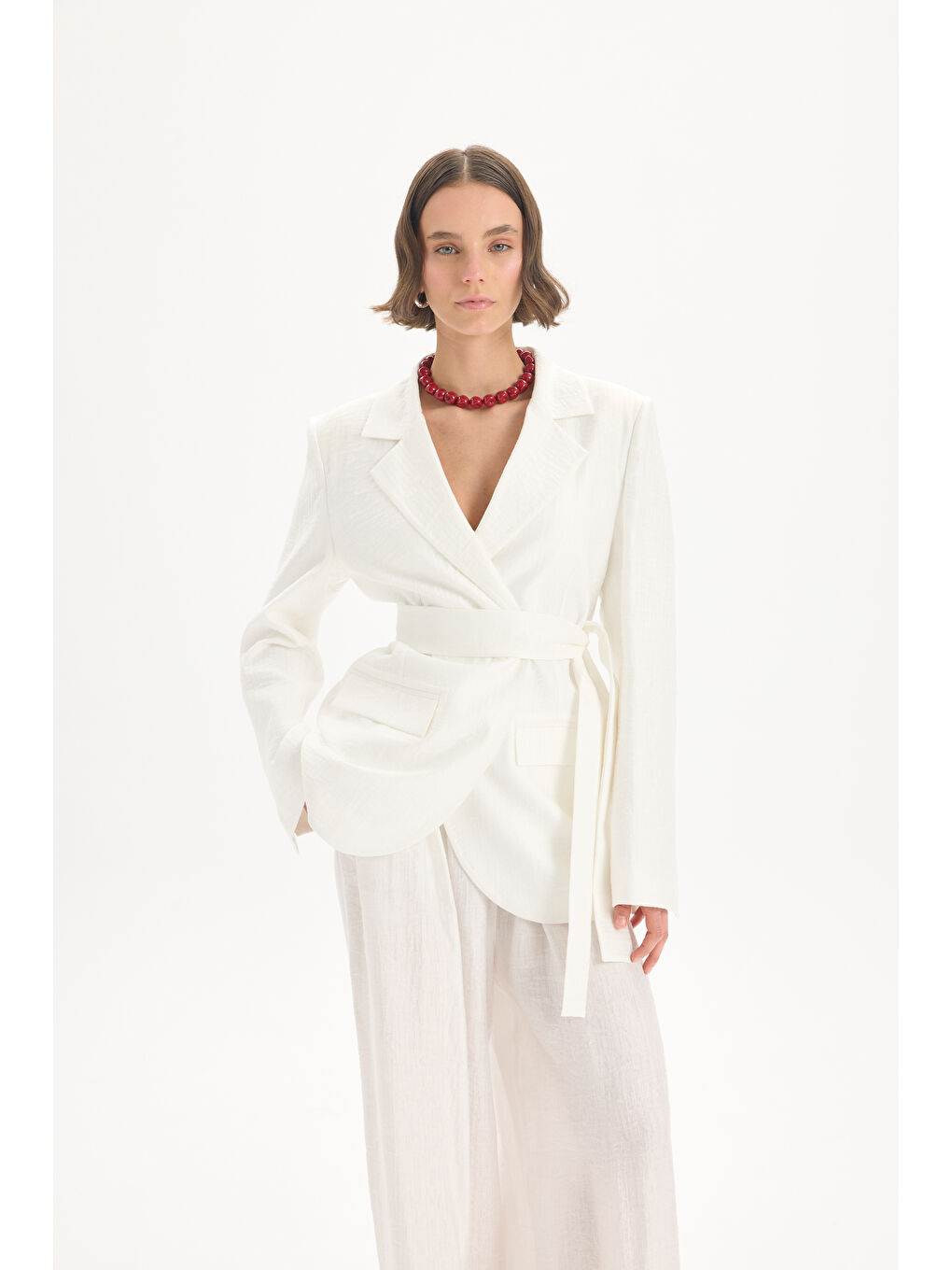 Arisa Kemer Detay Ekru Blazer Ceket-2