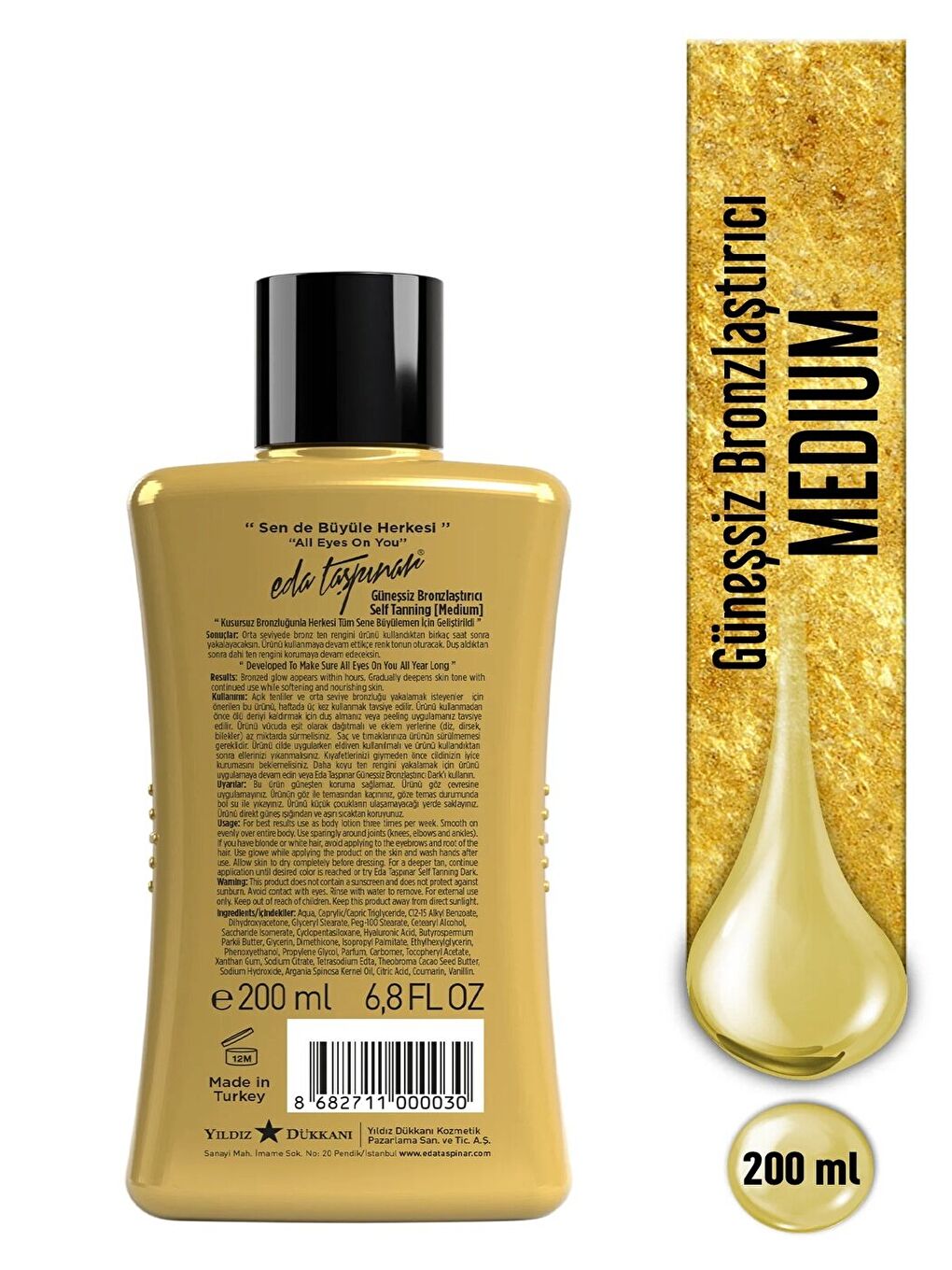 Medium Güneşsiz Bronzlaştırıcı Losyon Self Tanning Eldiven Hediyeli - 200 ml-3