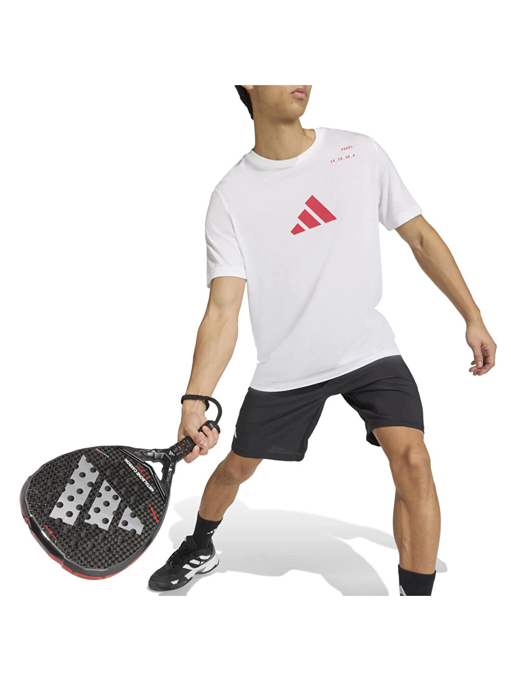 Padel Erkek Beyaz Yuvarlak Yaka Tişört-3