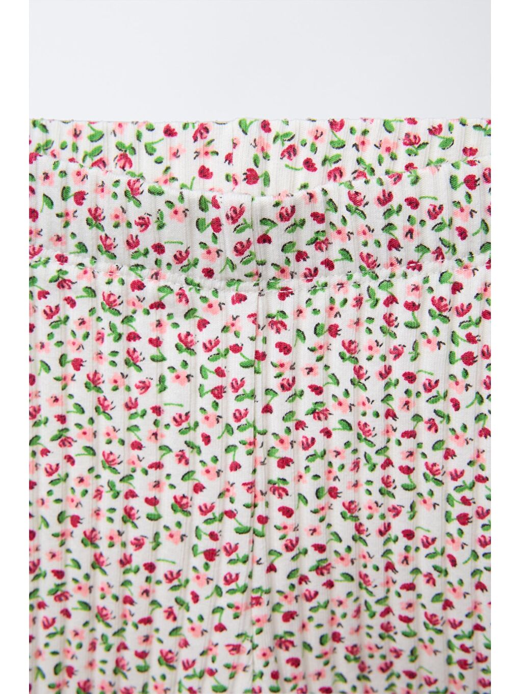 Beyaz Kız Çocuk Pamuklu Ekru Desenli T-Shirt Ve Ribana Tayt Takım - Yazlık Iki Parça-3