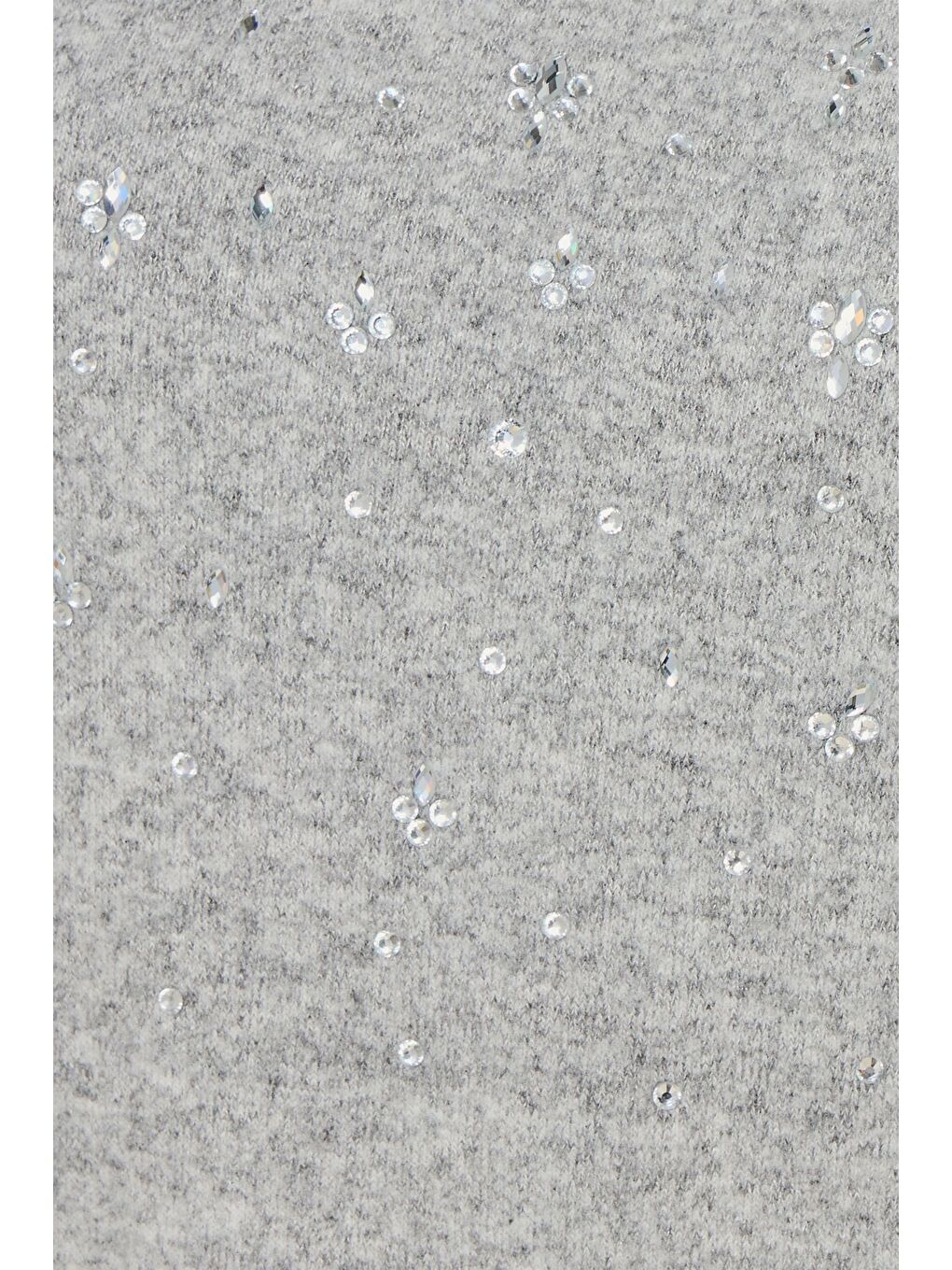 Gri Büyük Beden Bisiklet Yaka Uzun Kollu Taş Detaylı Pelüş Kazak 285065-4