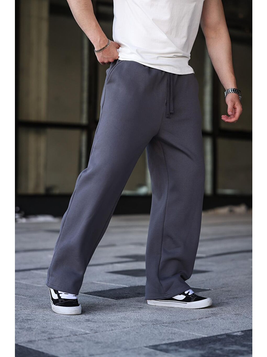 Gri Füme Rahat Kesim Erkek Eşofman Altı E6578-1