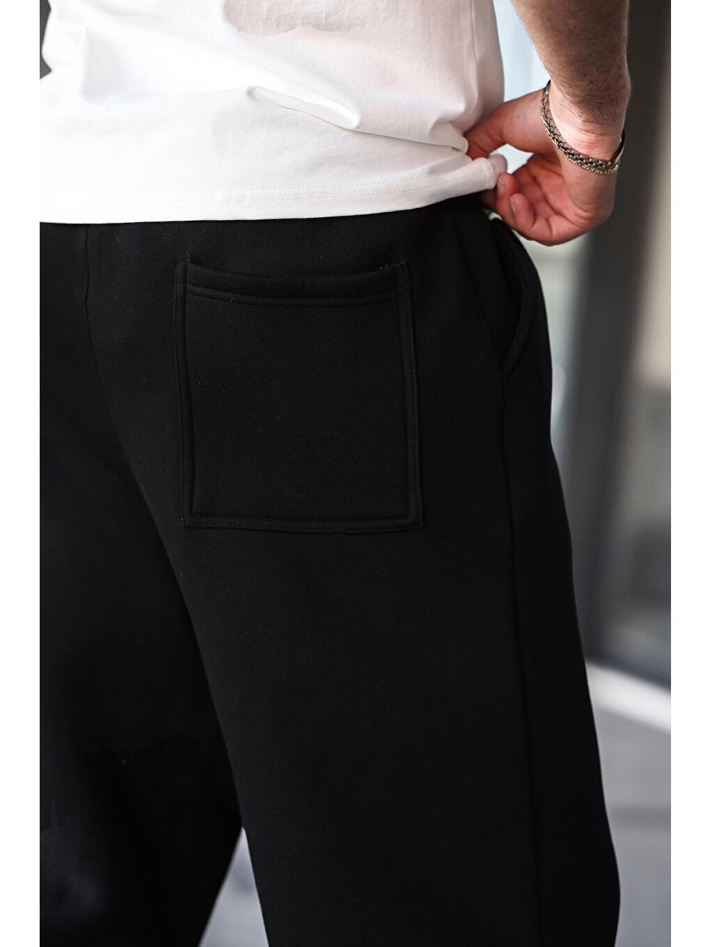 Siyah Rahat Kesim Erkek Eşofman Altı E6578-5